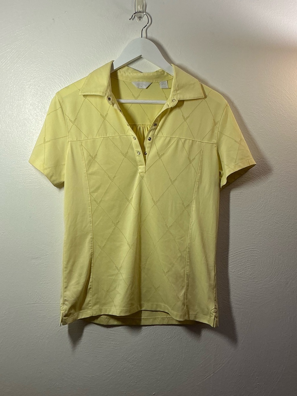 Callaway Pale Yellow Short-Sleeve Golf Polo Size Medium